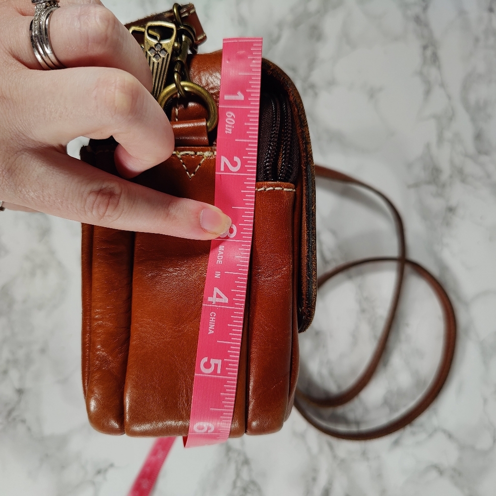 Patricia Nash Brown Leather Multi Pocket Crossbody Purse - Picture 13 of 16